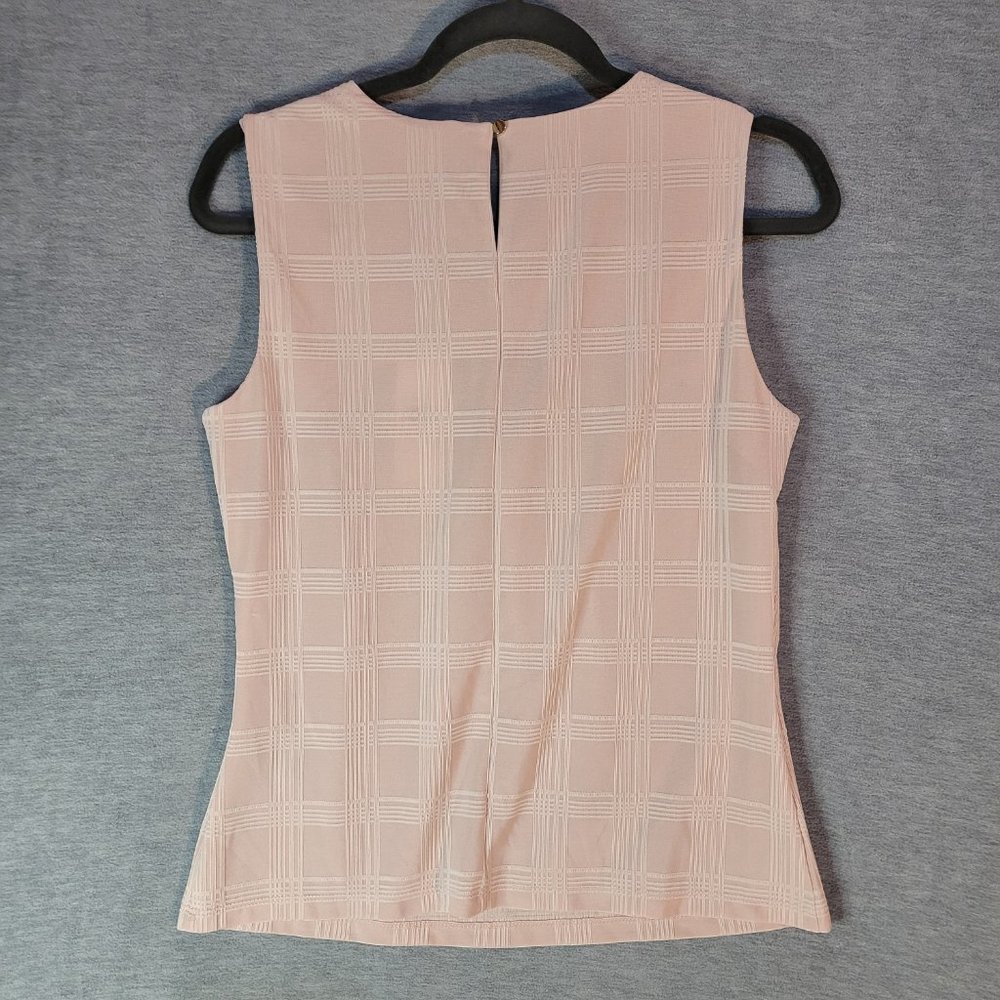 Calvin‎ Klein Womens Top SZ Small Blouse Sleeveless Pleated Neutral Blush - Picture 8 of 13